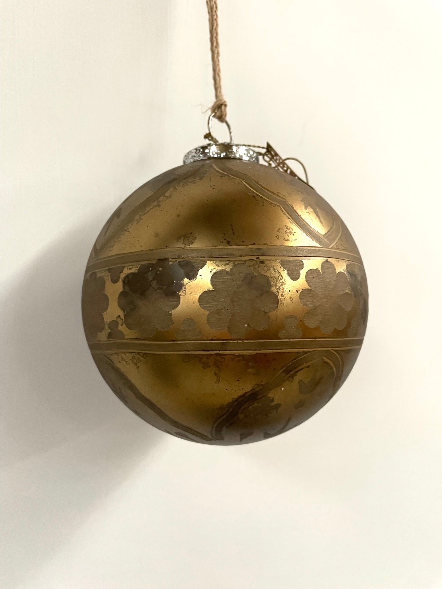 Walther & Co. Christmas Etched Gold Glass Ball