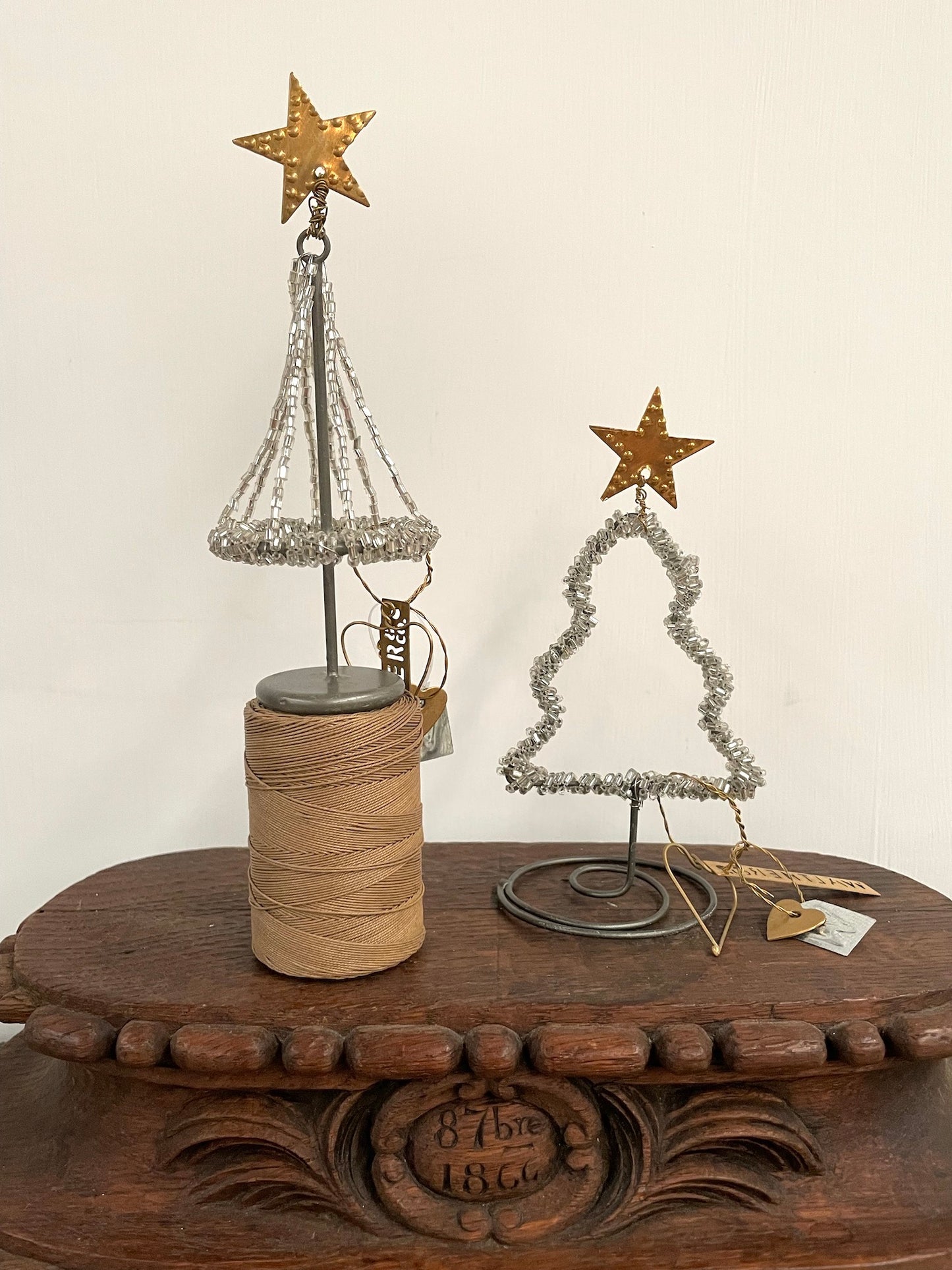 Walther & Co. Silver Beaded Standing Christmas Trees