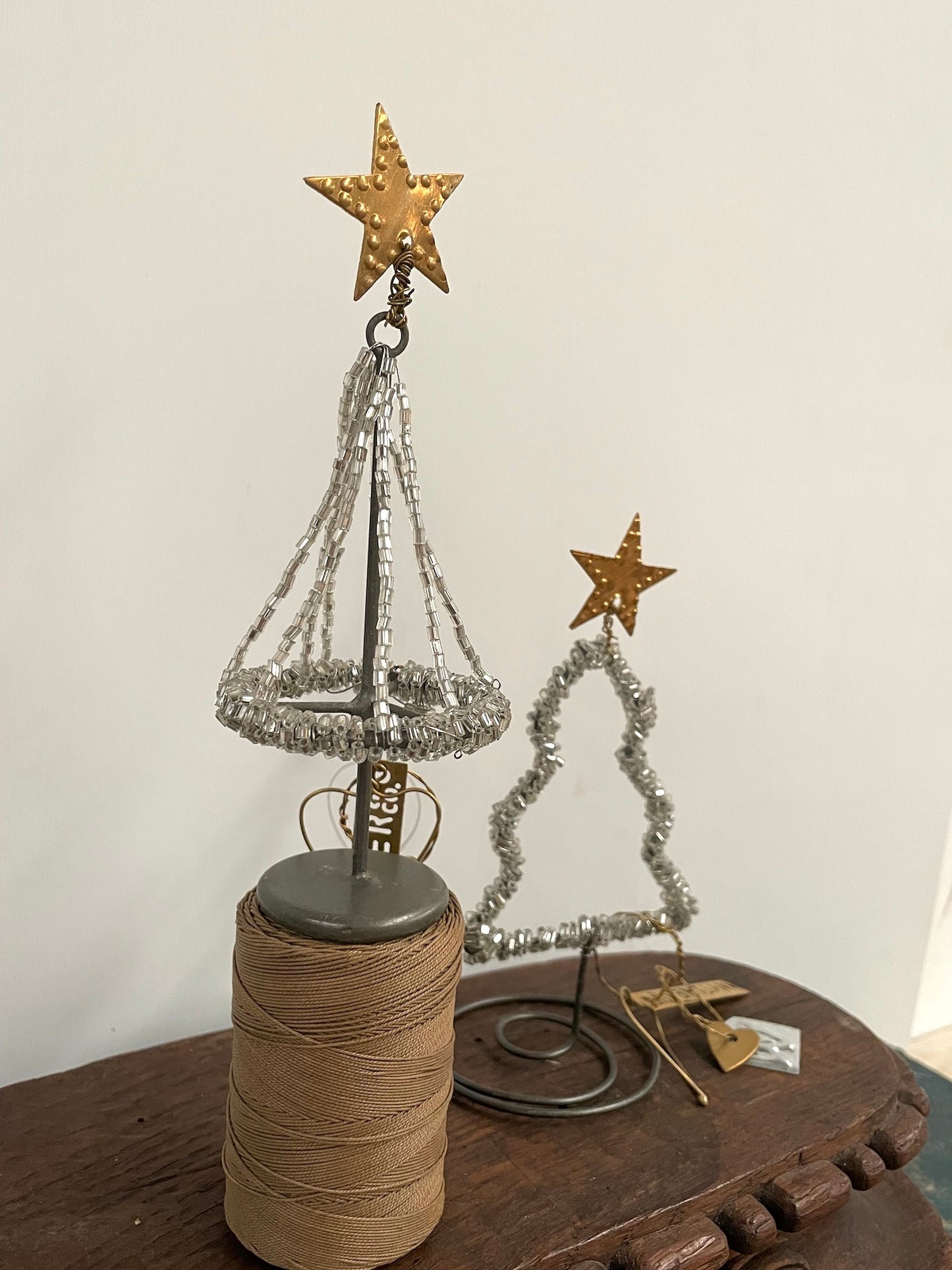 Walther & Co. Silver Beaded Standing Christmas Trees