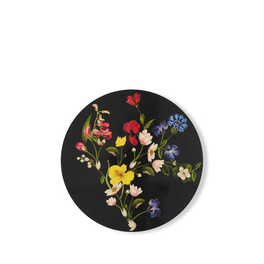 Summerill & Bishop 'Botanical Wildflower' Black Round Cork-Backed Placemat