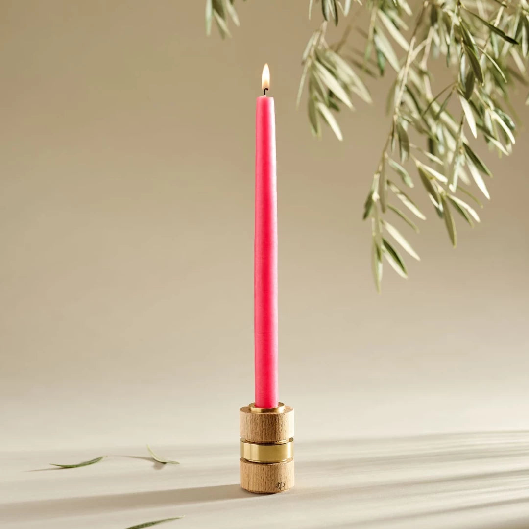 French Coloured Pair Of Candlesticks - Fuchsia