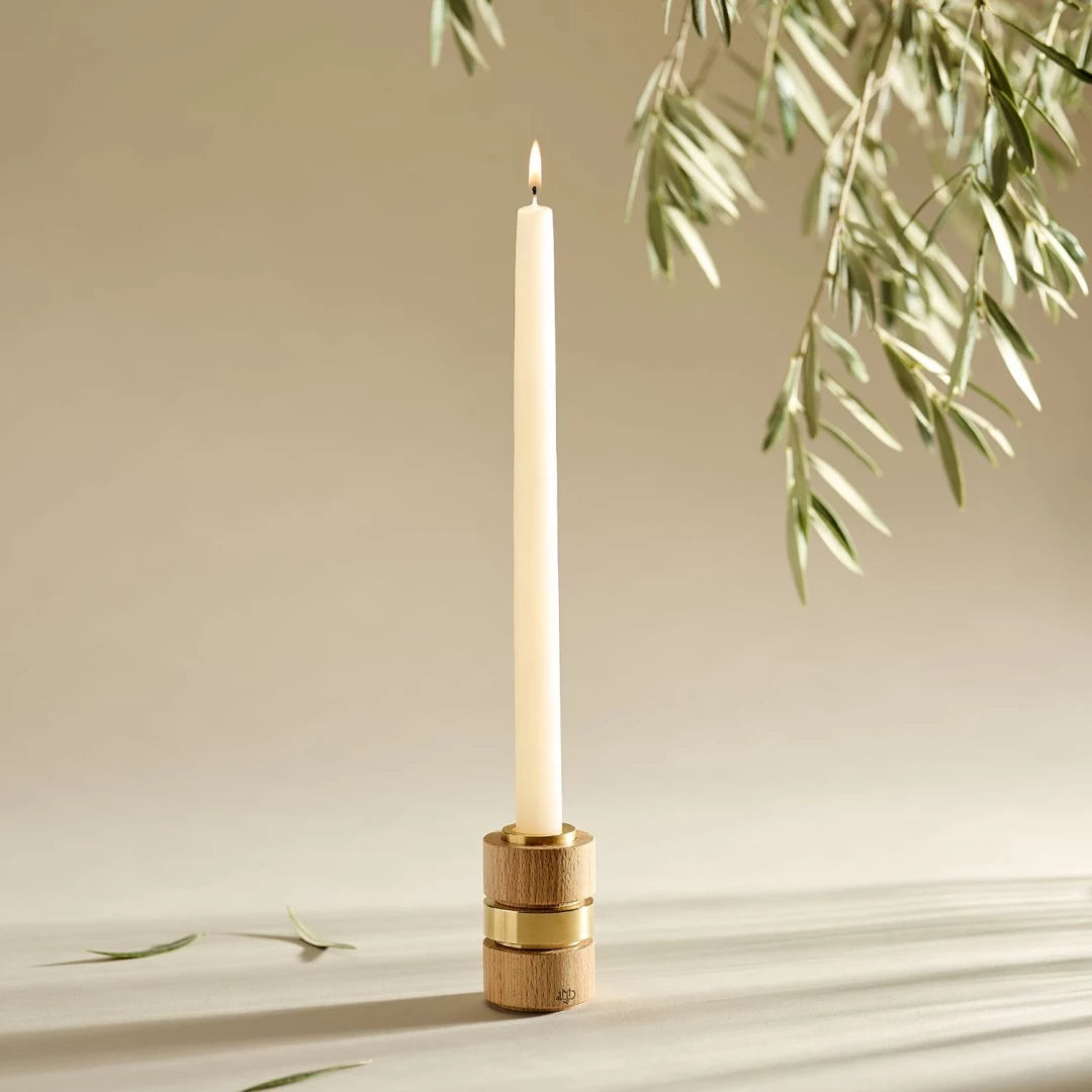 French Coloured Pair Of Candlesticks - Ecru