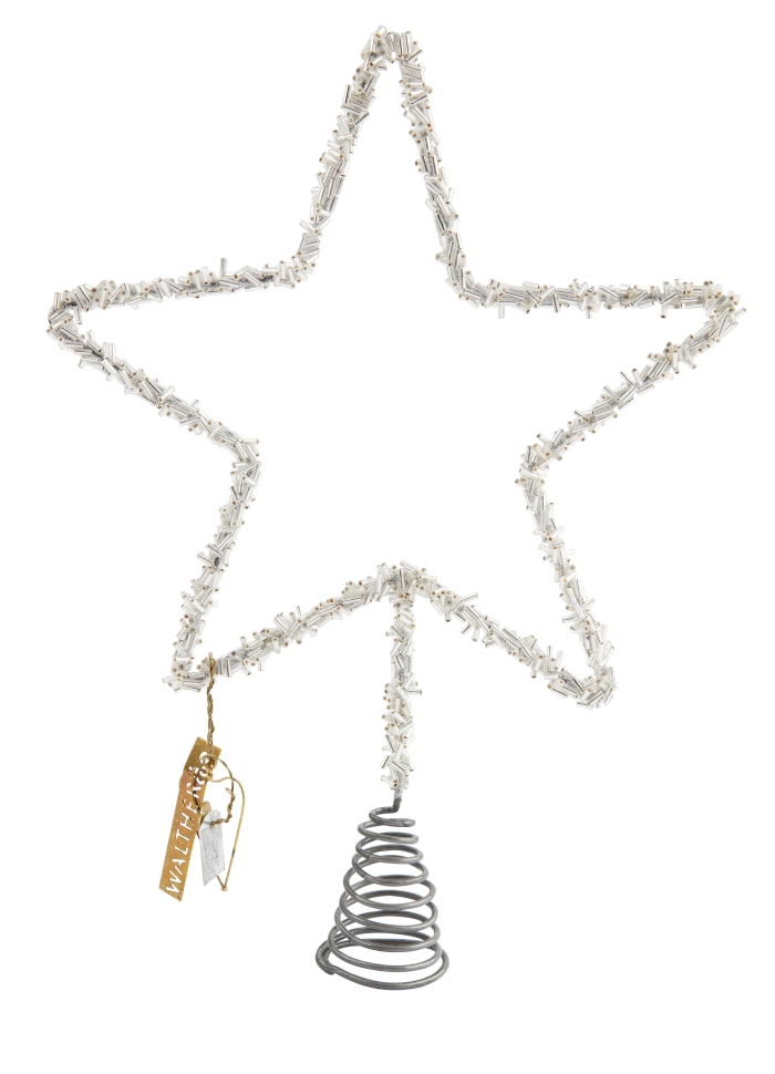 Walther & Co. Beaded Silver Star Tree Topper