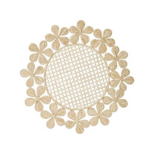 Rattan Placemat Natural Flowers