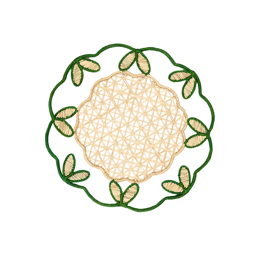 Rattan Placemat Natural And Green Vines