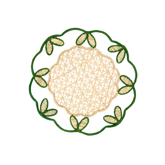 Rattan Placemat Natural And Green Vines