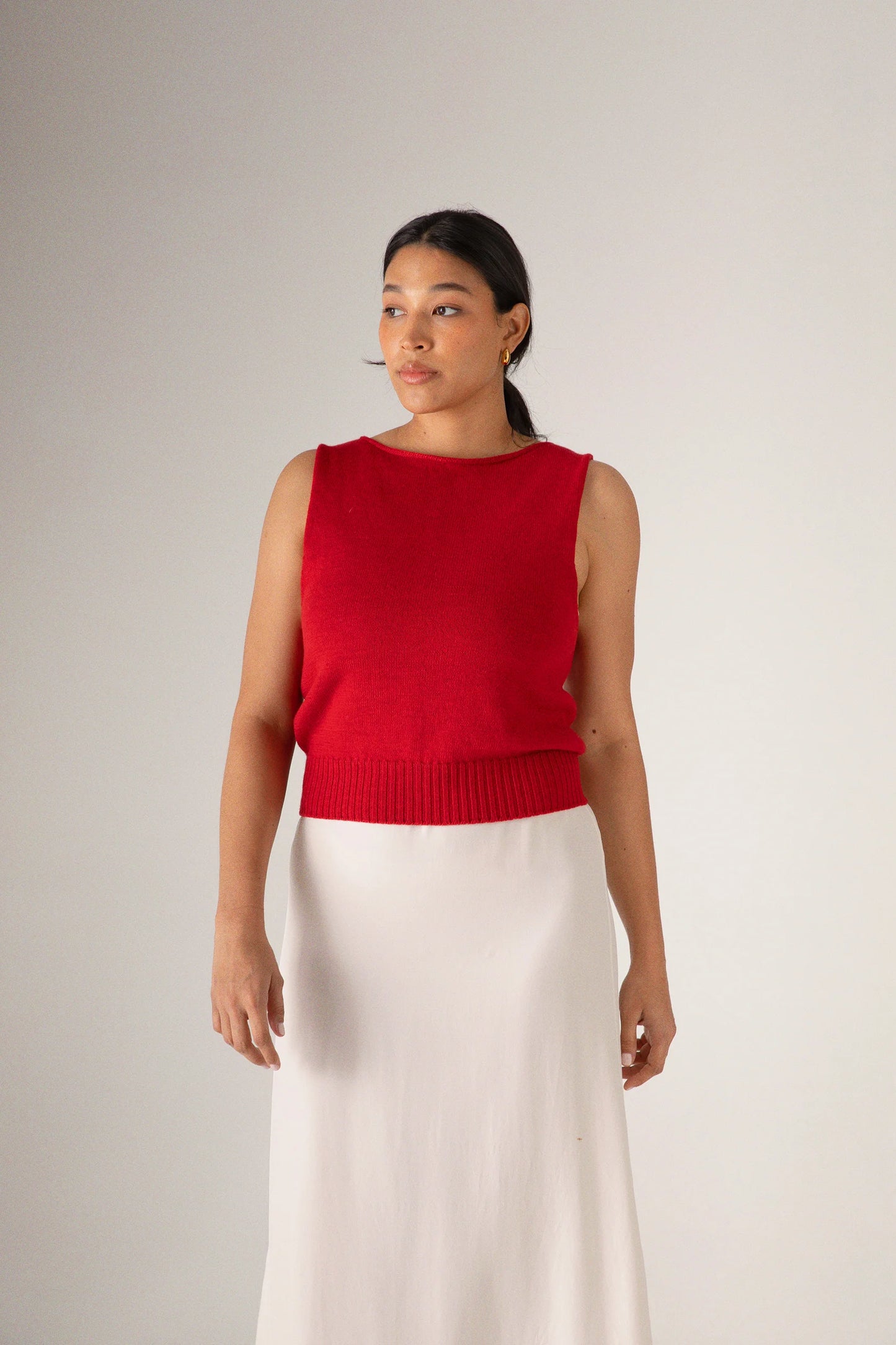 Francie Star Knit Vest Cherry