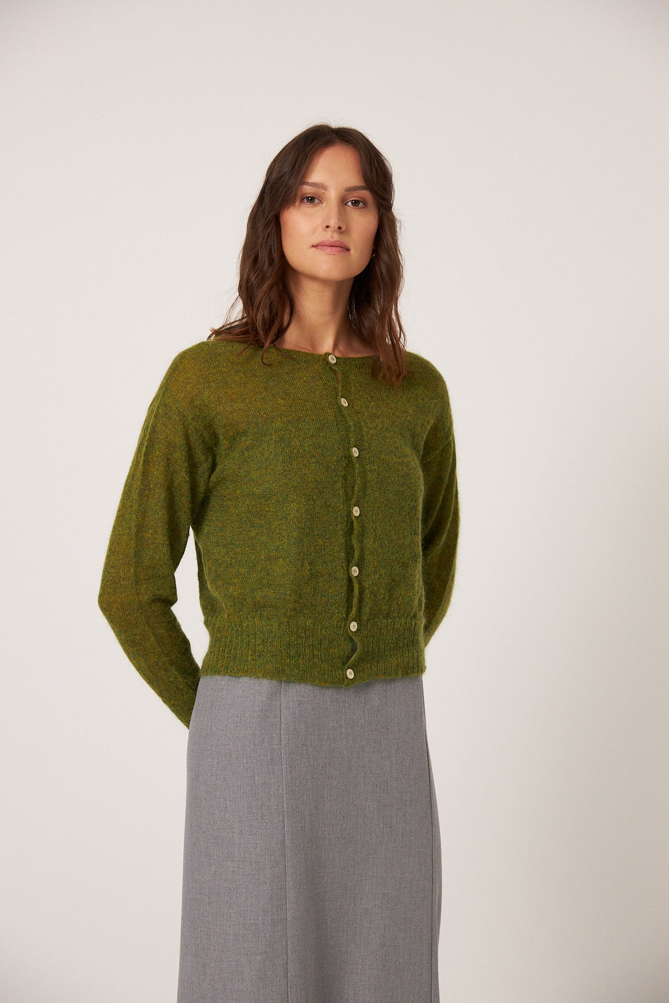 Francie Fleur Cardigan Peridot Green