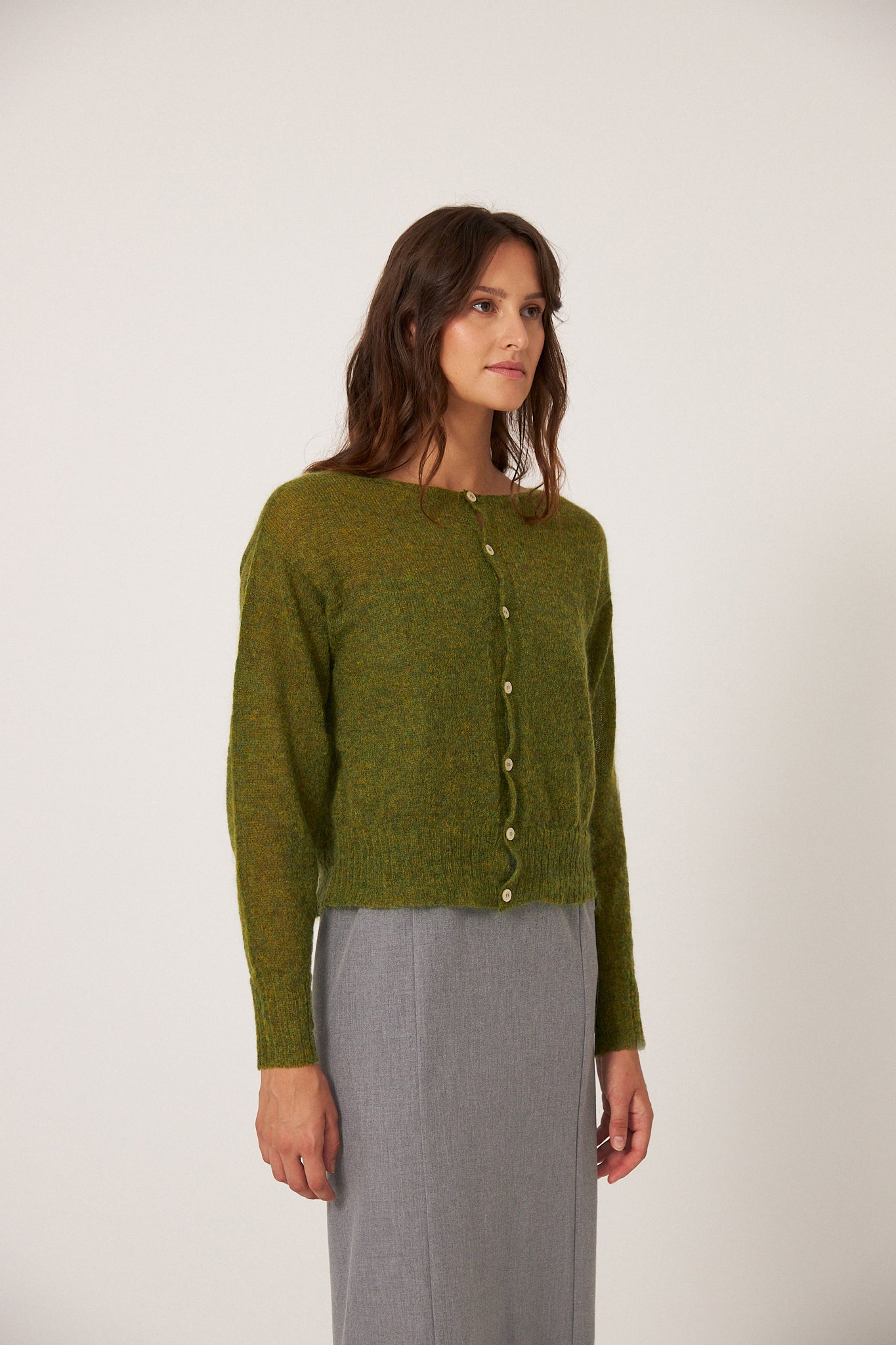 Francie Fleur Cardigan Peridot Green