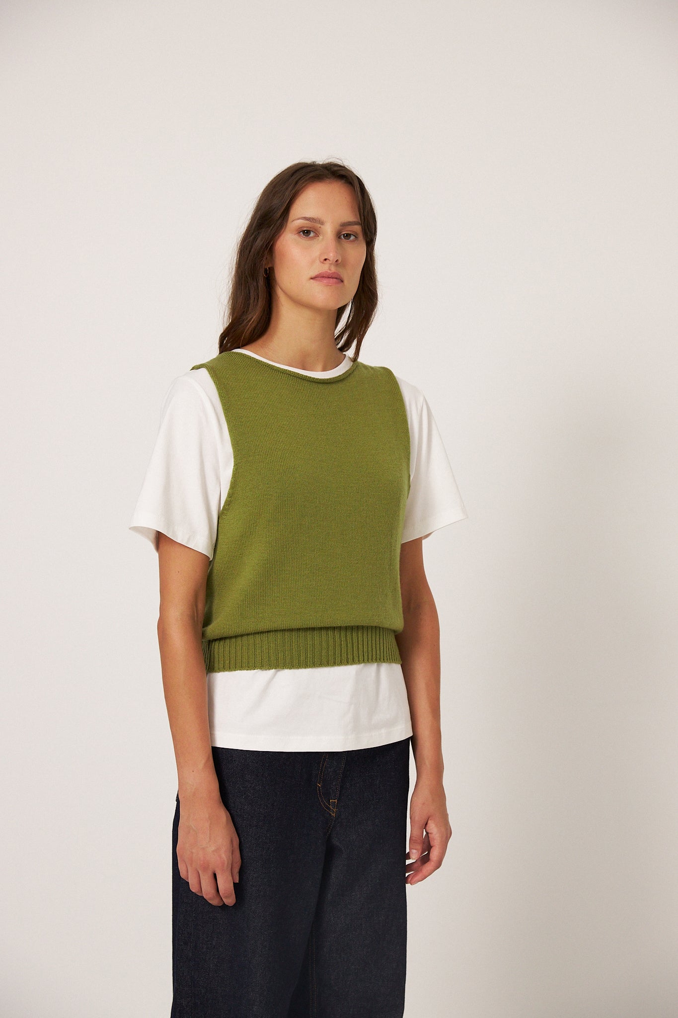 Francie Star Knit Vest Peridot Green