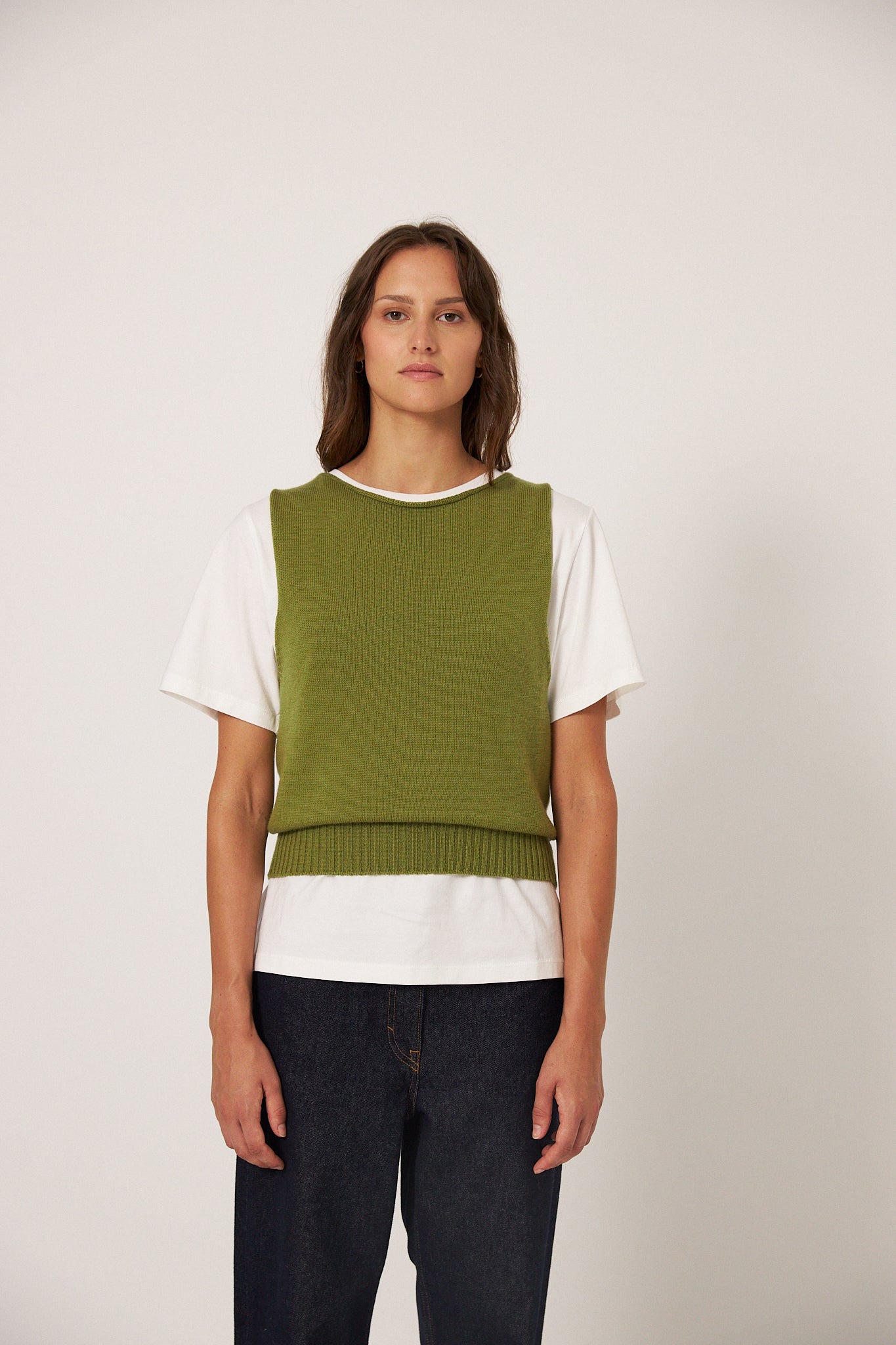 Francie Star Knit Vest Peridot Green
