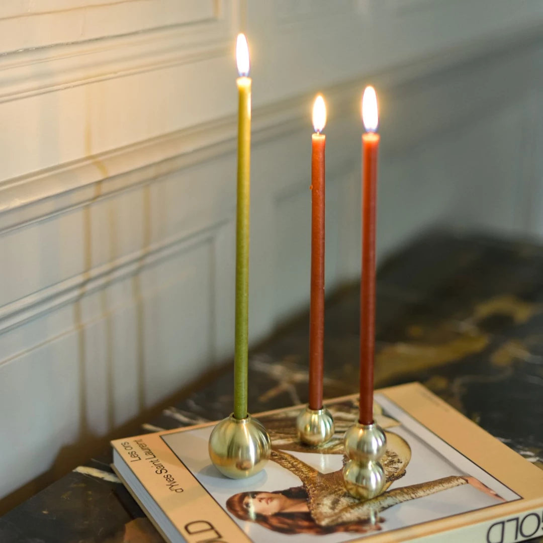 French Pair Of Brass Fine Candlestick Holders