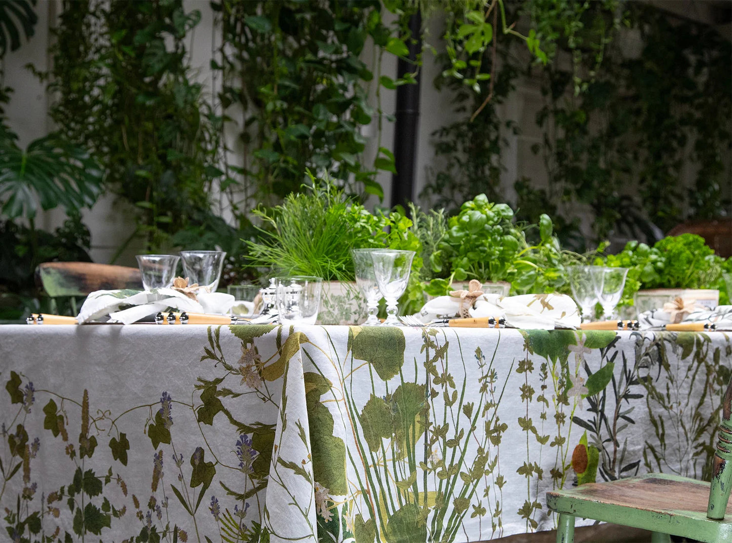 Summerill & Bishop 'Herb Garden' Linen Tablecloth