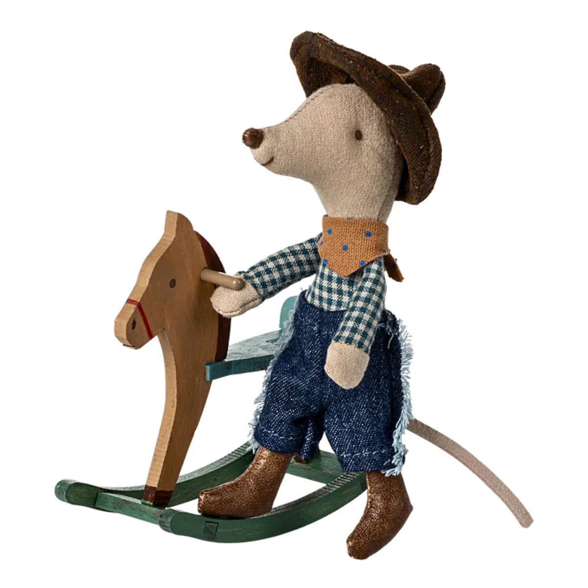 Maileg Cowboy Mouse On Rocking Horse