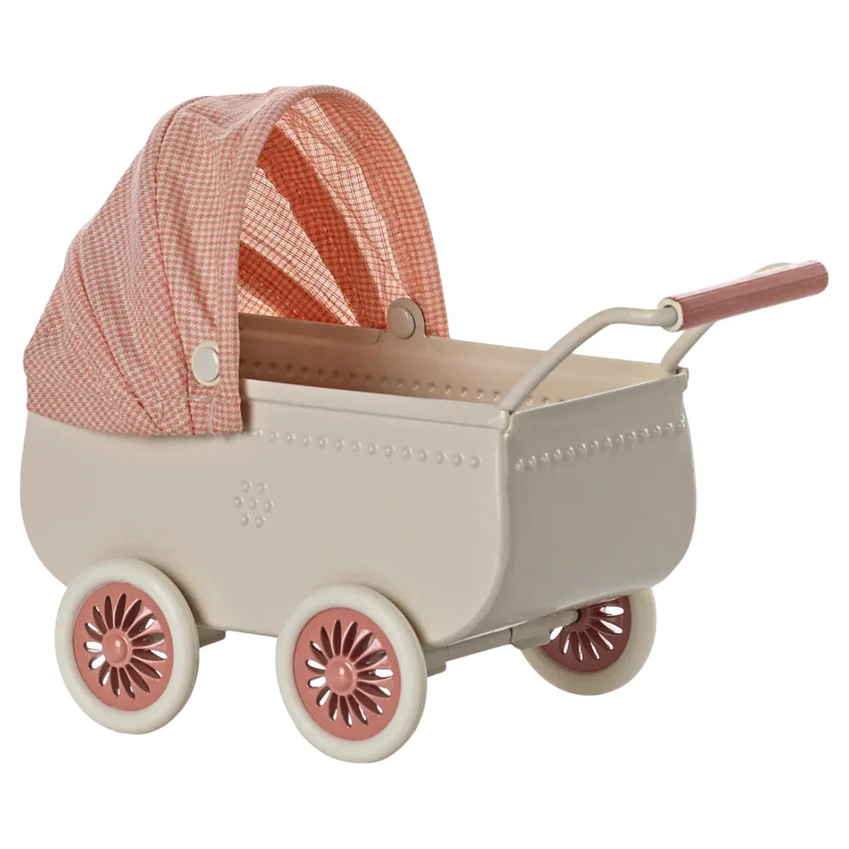 Maileg Pram Mouse Coral Pink