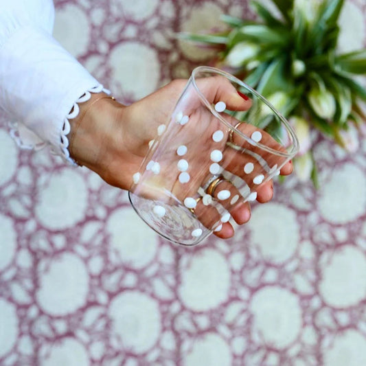 Party Glass Tumbler Set Of 6 - White Confetti