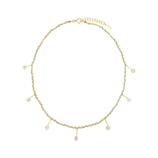 Marie Laure Chamorel Short Gold Necklace With Hanging Crystals
