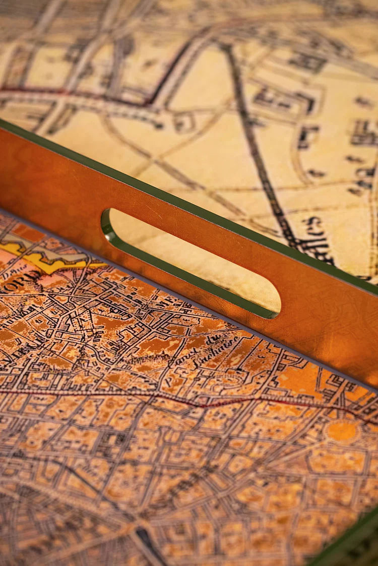 Summerill & Bishop Gold Leaf Paris Map Rectangular Tray