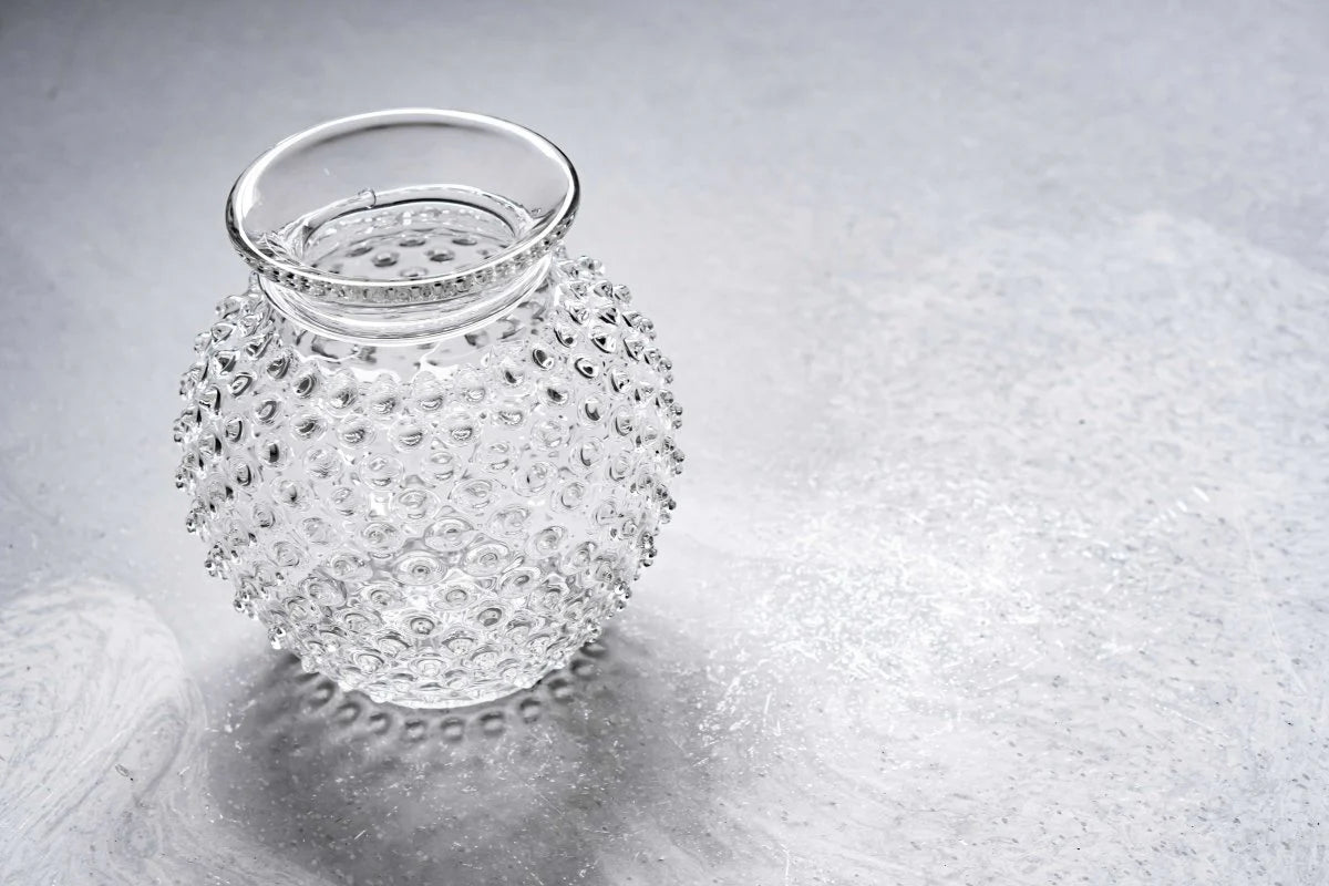 Clear Round Bohemia Glass Hobnail Vase