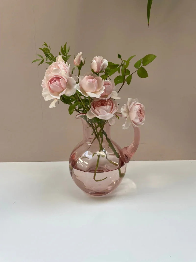 Pink Bohemia Swirl Glass Pitcher