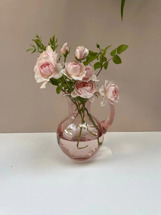 Pink Bohemia Swirl Glass Pitcher