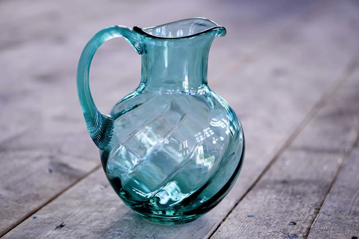 Beryl Bohemia Swirl Glass Pitcher