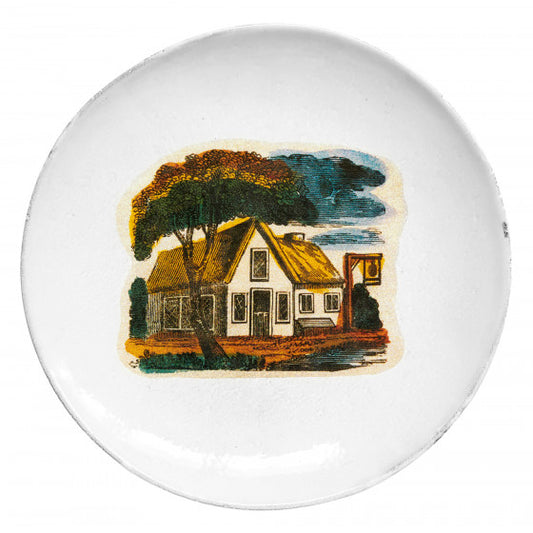 Astier de Villatte John Derian Medium House Under Tree Plate - RETIRED