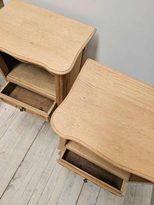 Antique French Pair of Bedside Tables - Raw Finish