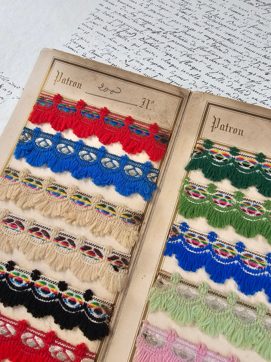 Antique French Wool Braid Sample Card - I