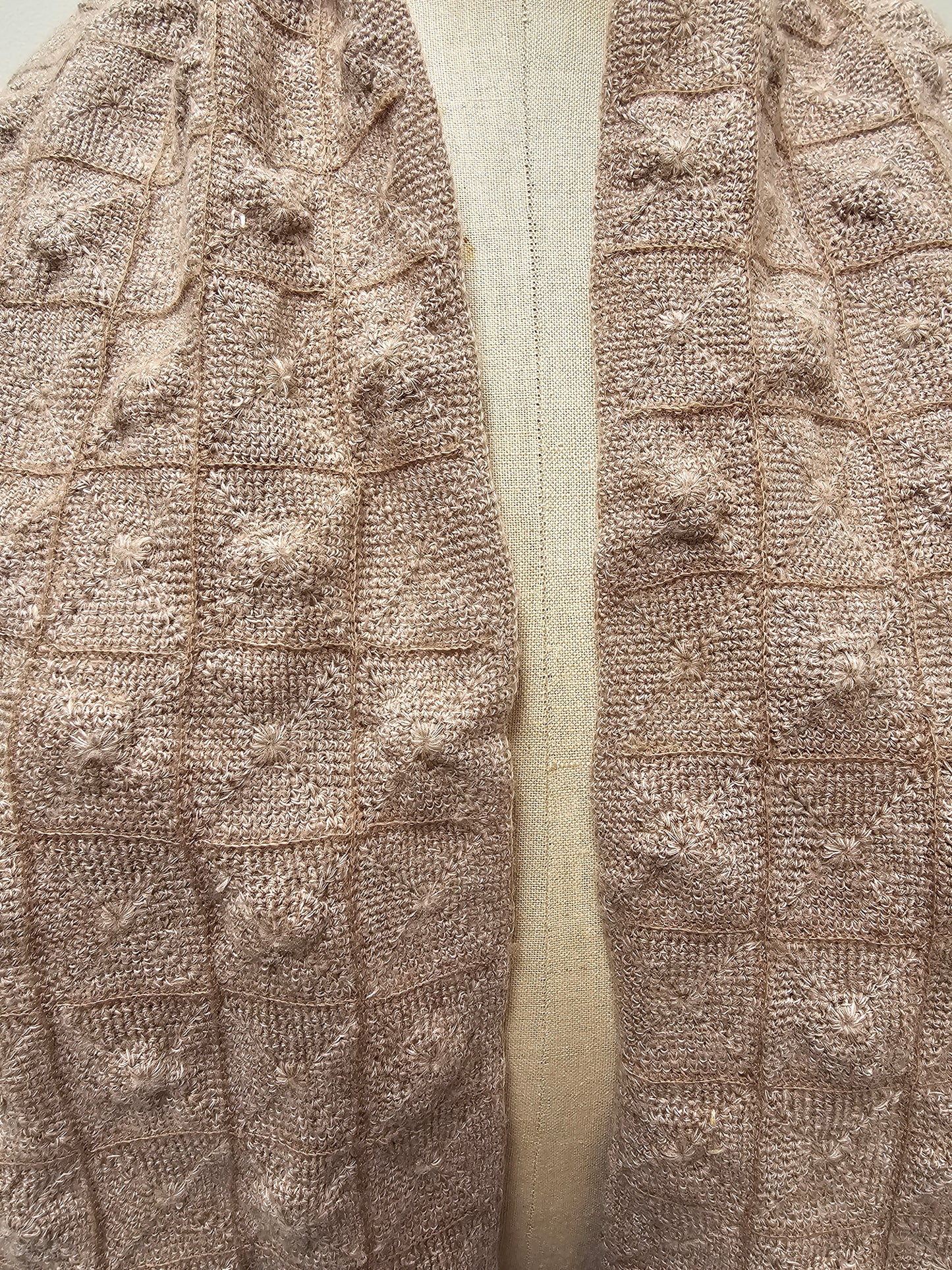Sophie Digard Mushroom Crochet Wool Scarf with Velvet Flowers