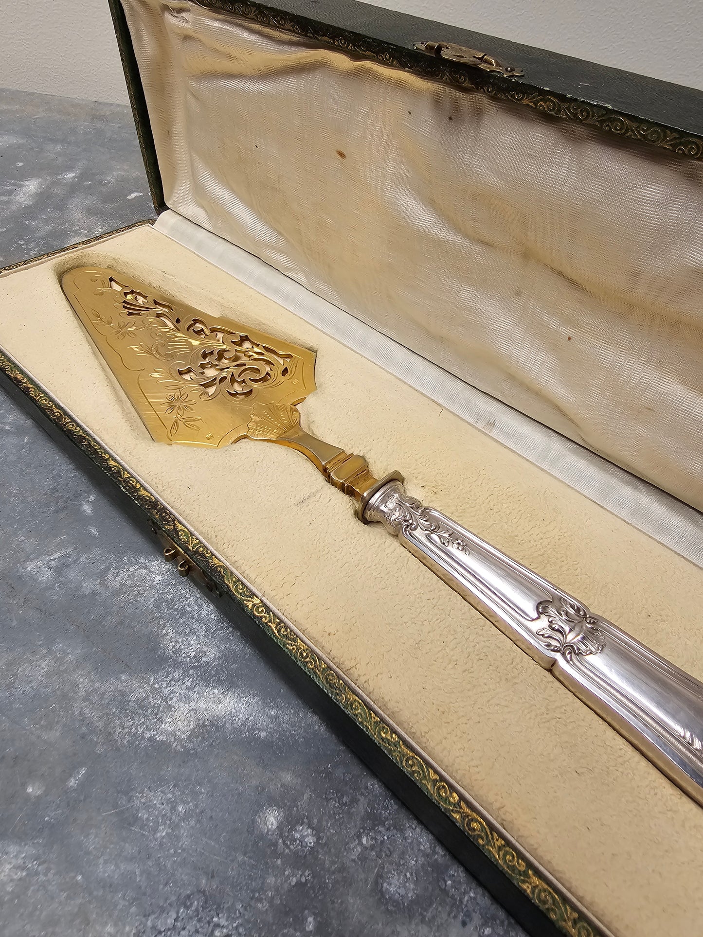 Antique French Silver Plated Boxed Cake Server