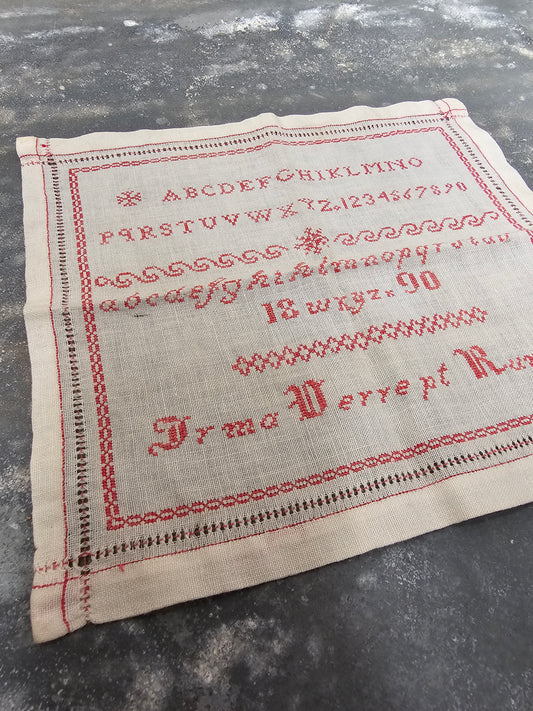 Antique Dutch 1890 Cross Stitch Sampler