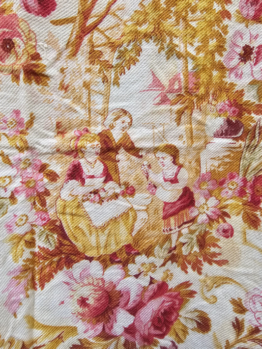 Antique French Early 19th Century Textured Cotton Piece 60x38cm