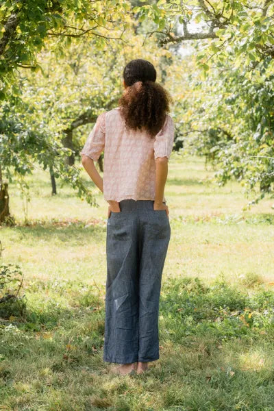 Sula Frill Yoke Blouse - Rose Flower