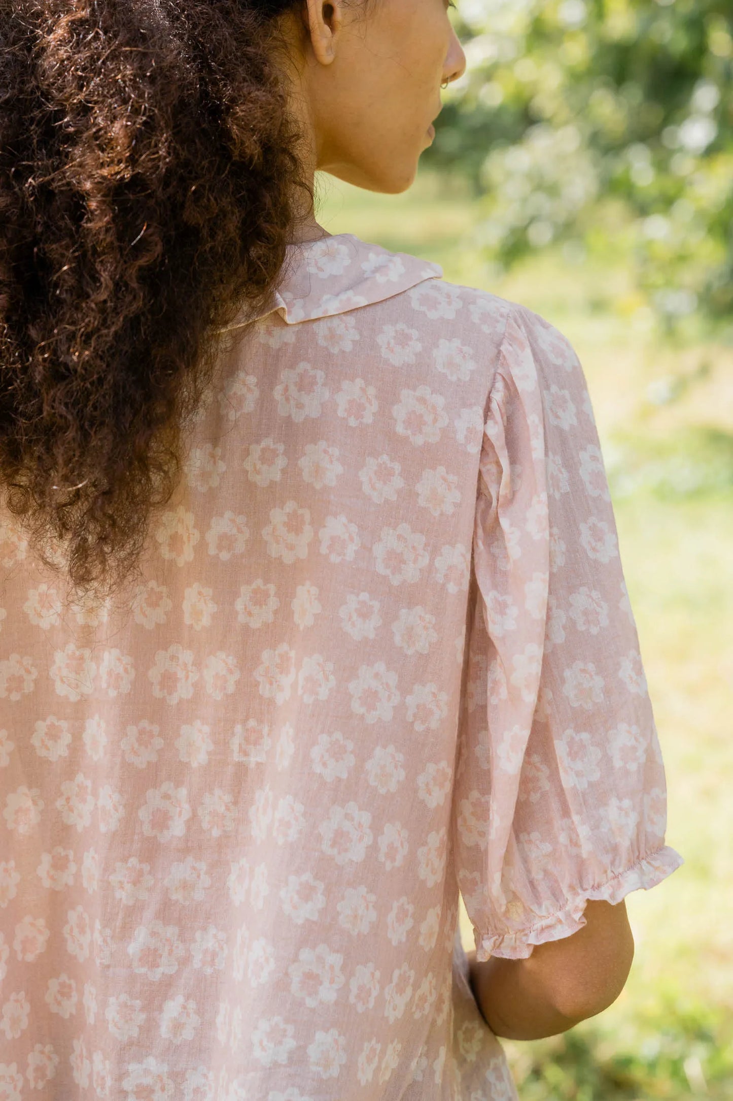 Sula Frill Yoke Blouse - Rose Flower