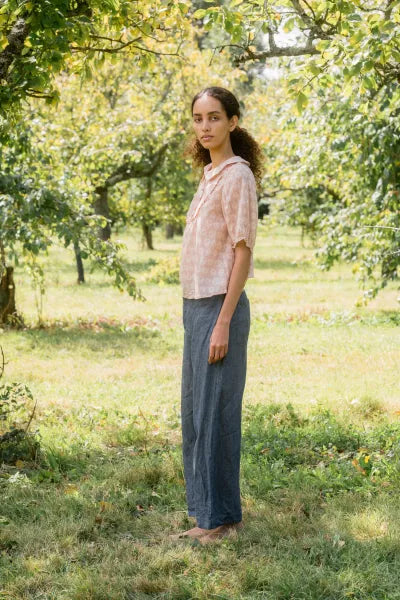 Sula Frill Yoke Blouse - Rose Flower