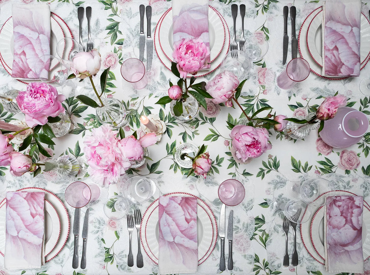 Summerill & Bishop 'Trailing Peony' Linen Tablecloth