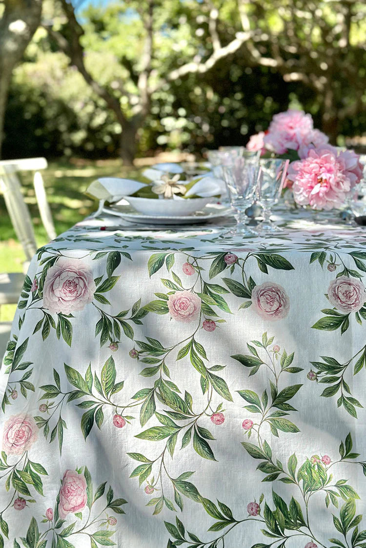 Summerill & Bishop 'Trailing Peony' Linen Tablecloth