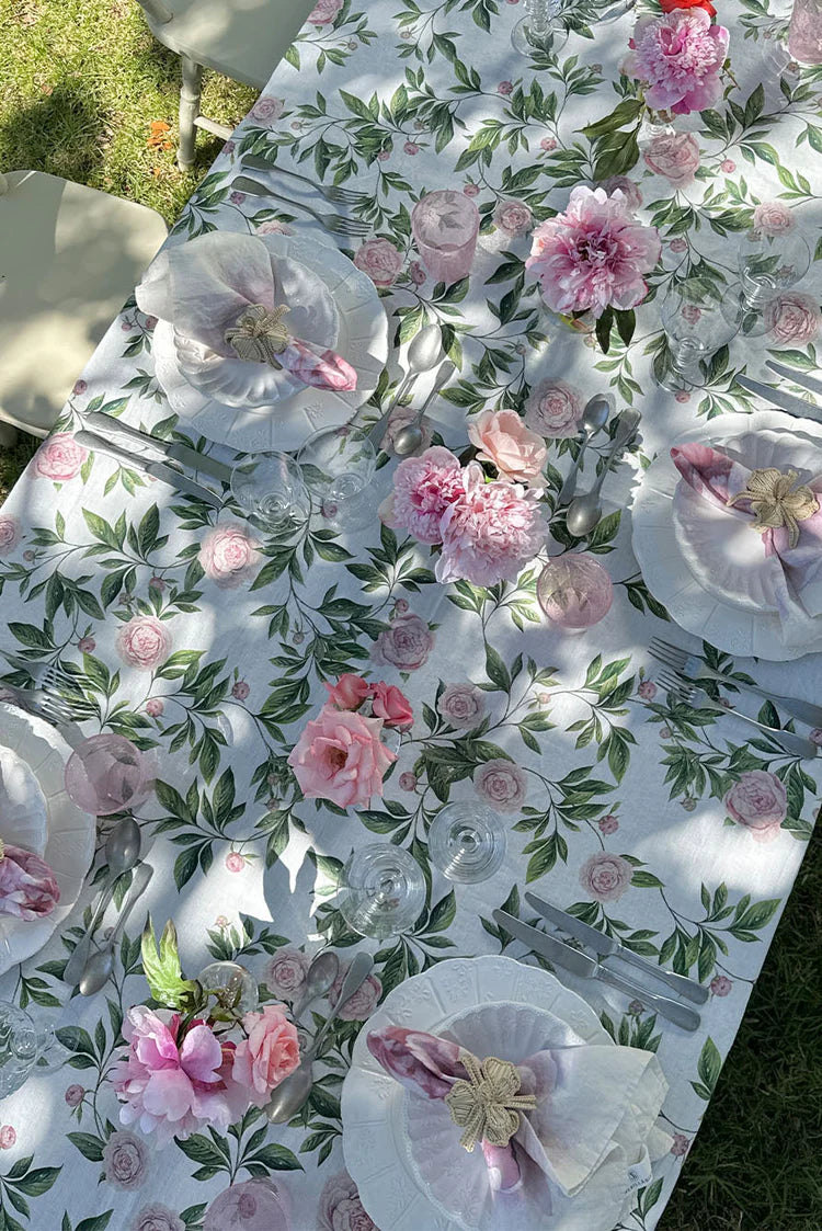 Summerill & Bishop 'Trailing Peony' Linen Tablecloth