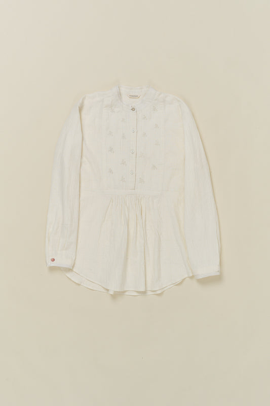 Runaway Bicycle Long Cream Blouse