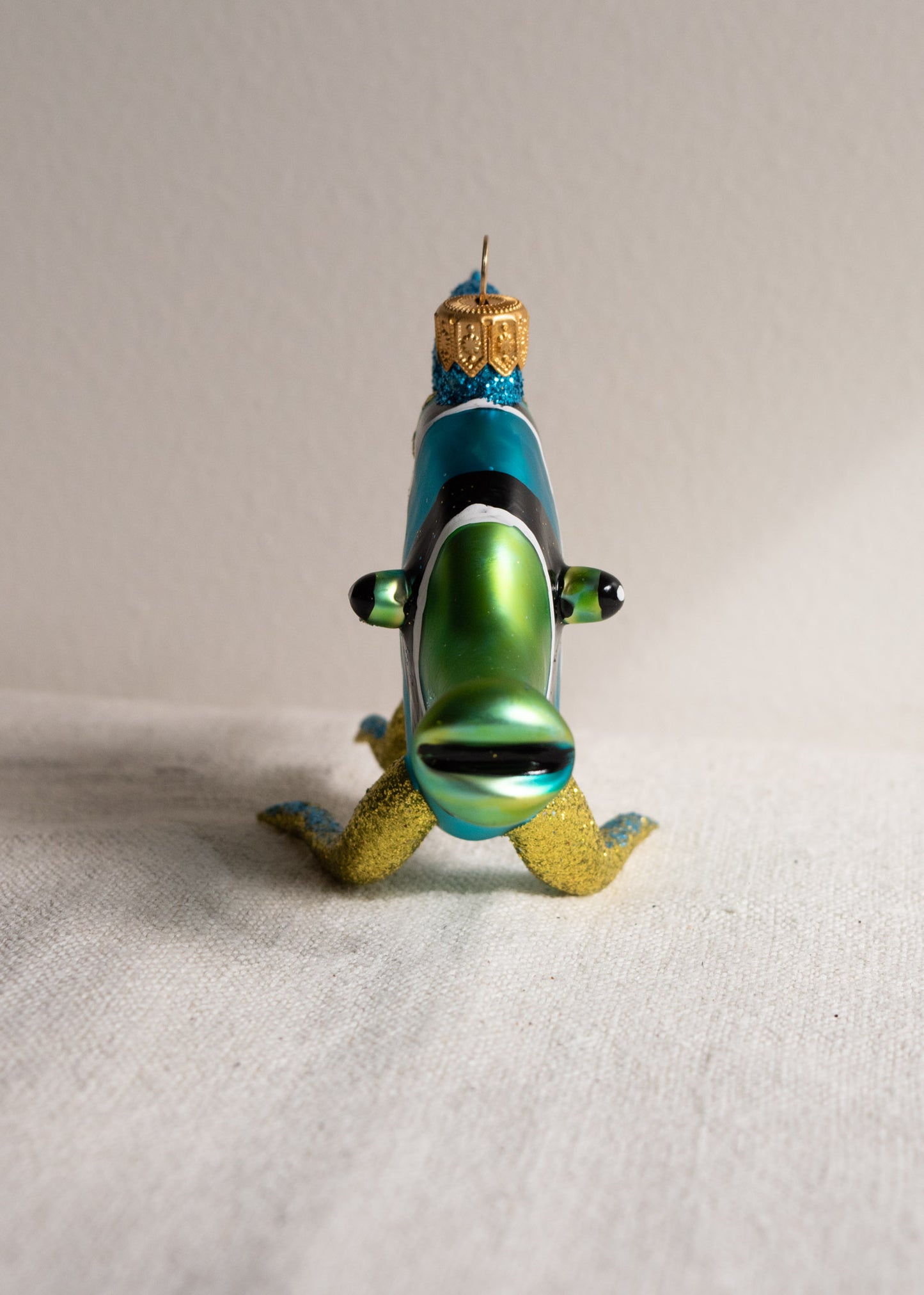 Polish Glass Christmas Ornament - Blue Striped Fish