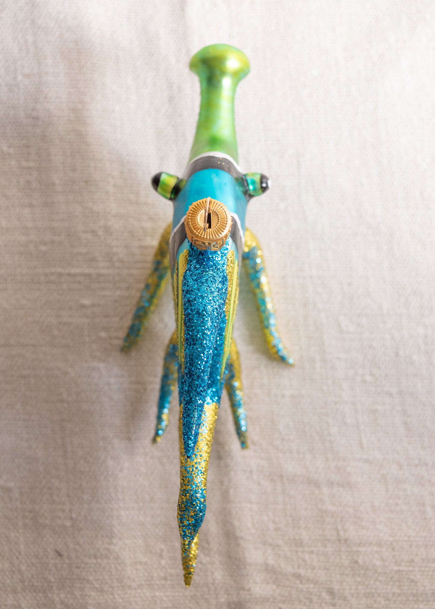 Polish Glass Christmas Ornament - Blue Striped Fish