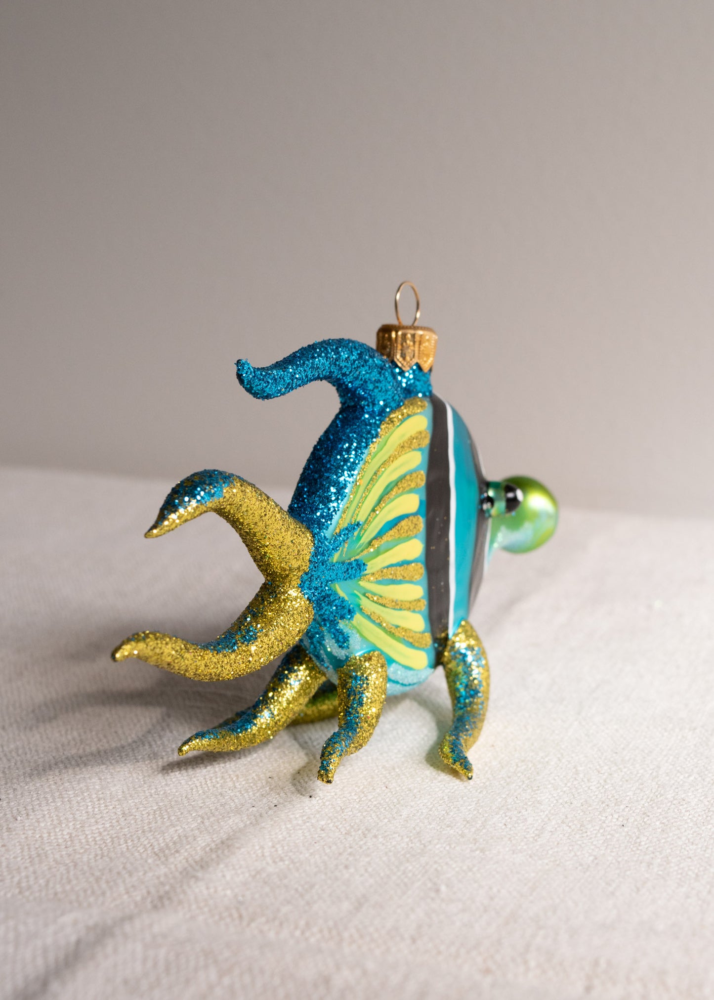 Polish Glass Christmas Ornament - Blue Striped Fish