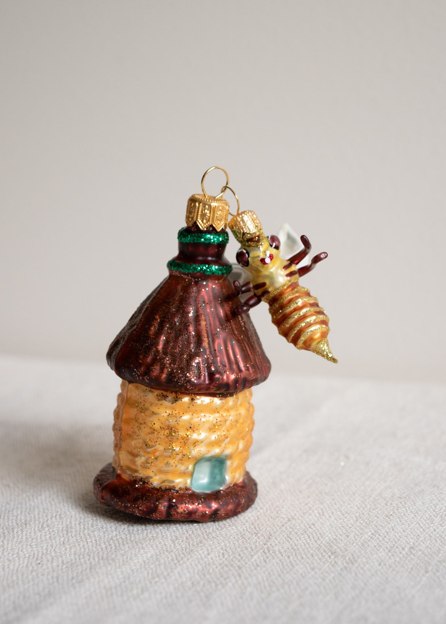 Polish Glass Christmas Ornament - Beehive with Bee