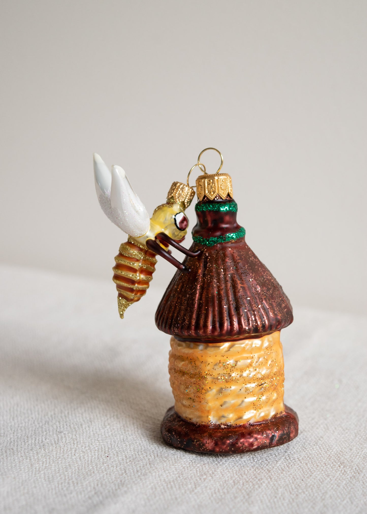 Polish Glass Christmas Ornament - Beehive with Bee