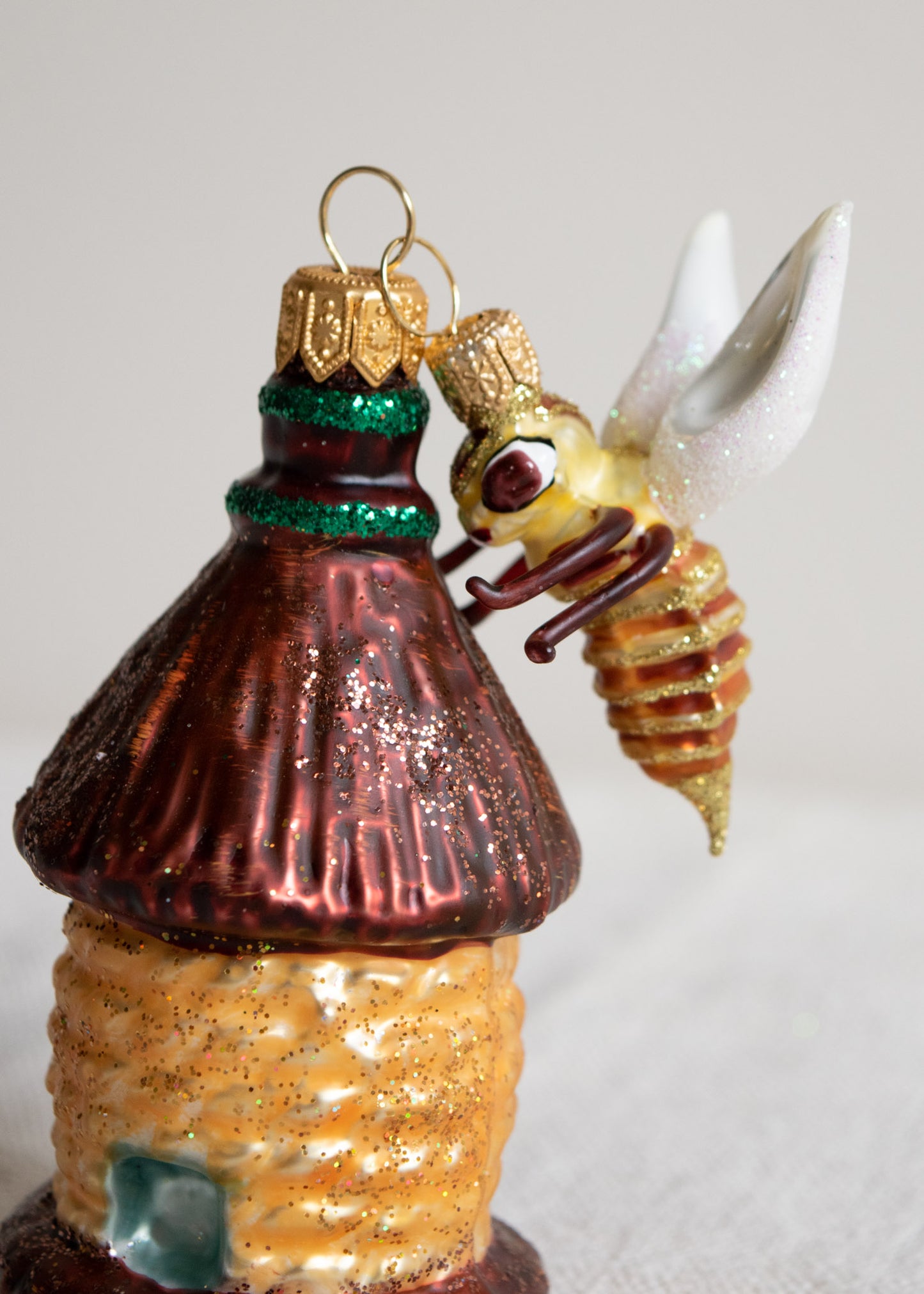 Polish Glass Christmas Ornament - Beehive with Bee