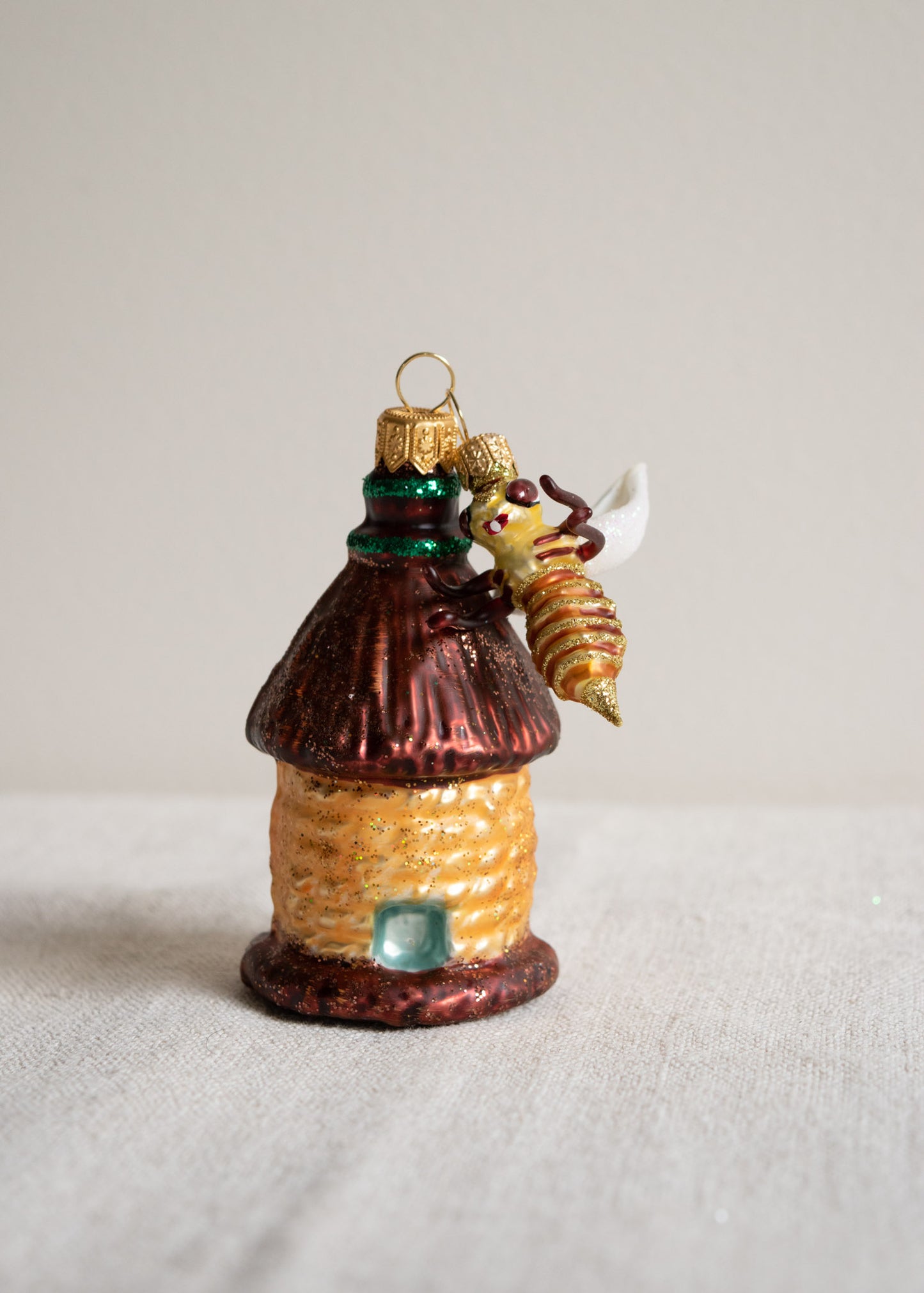 Polish Glass Christmas Ornament - Beehive with Bee