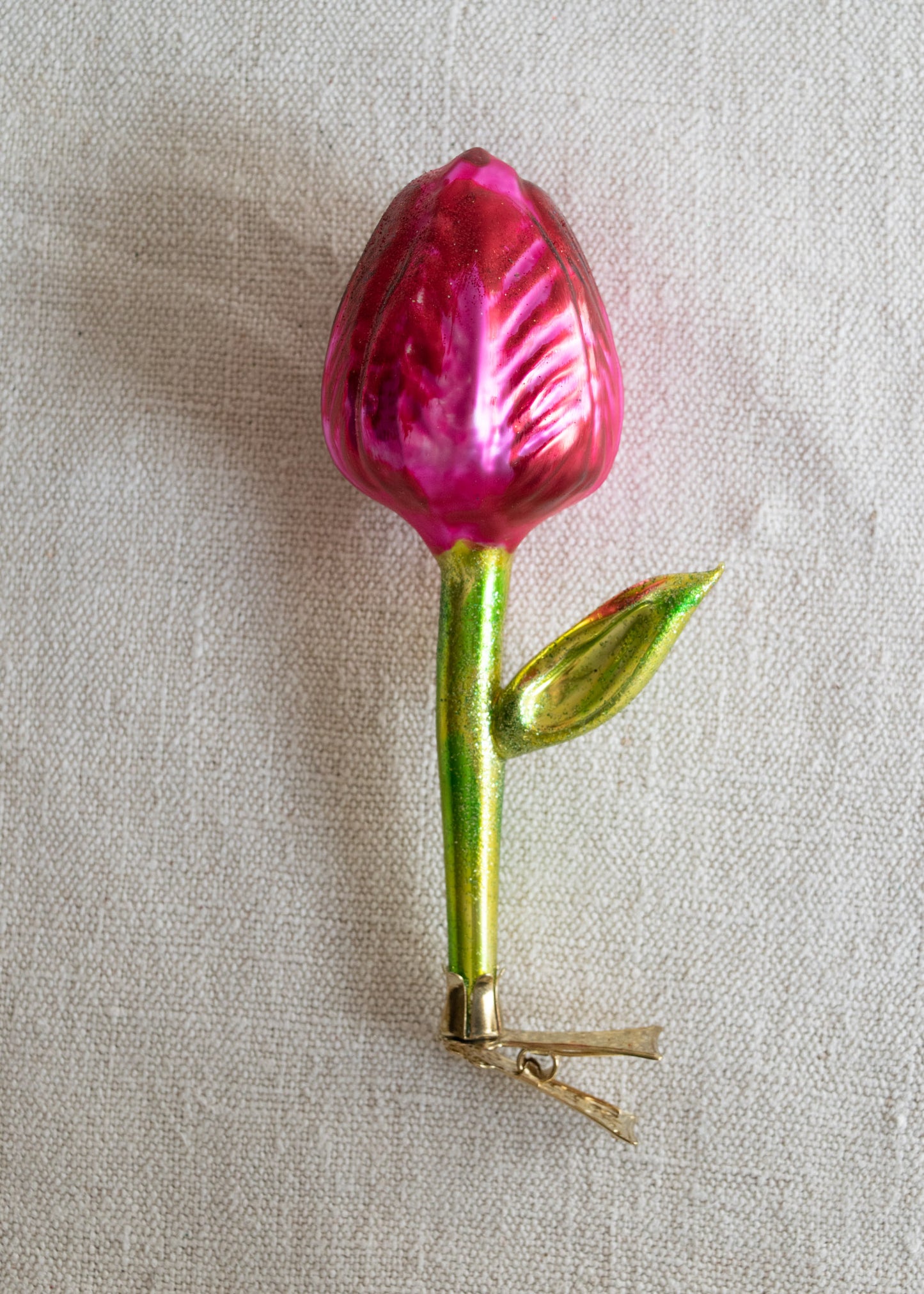 Polish Glass Christmas Ornament - Pink Tulip Flower
