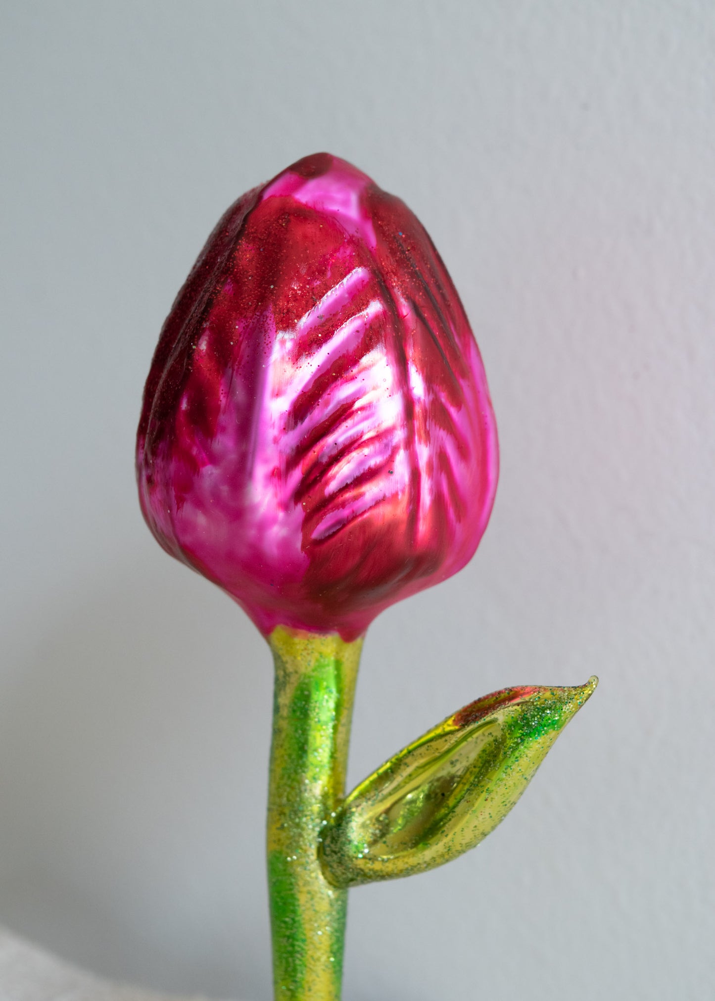 Polish Glass Christmas Ornament - Pink Tulip Flower