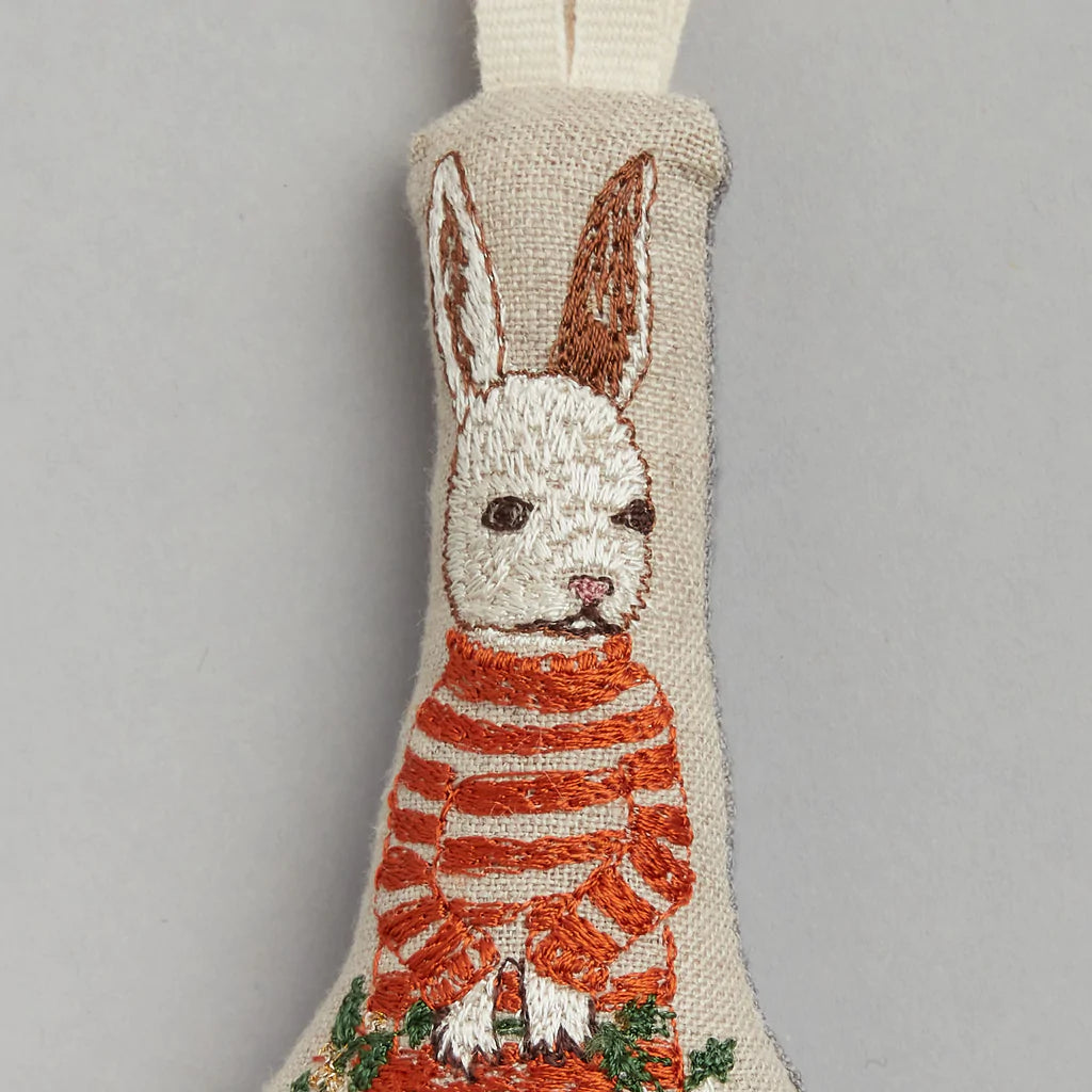 Coral & Tusk Bunny with Holly Ornament